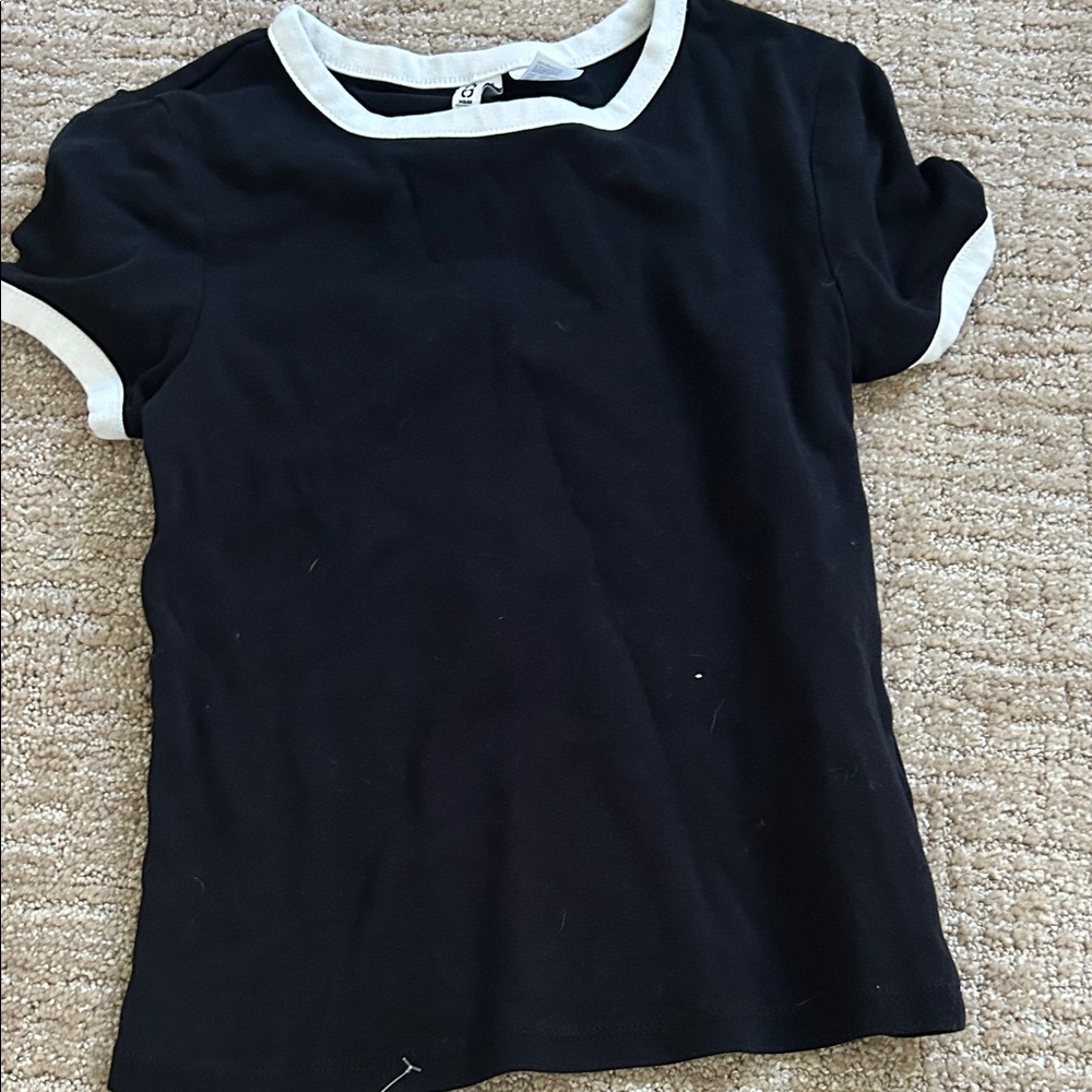 Divided Black Tee with White Trim